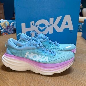 Hoka Sky Blue and Lavender Athletic Shoes